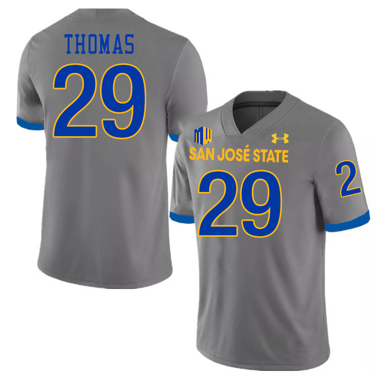 San Jose State Spartans #29 Jaylen Thomas College Football Jerseys,Uniforms-Grey